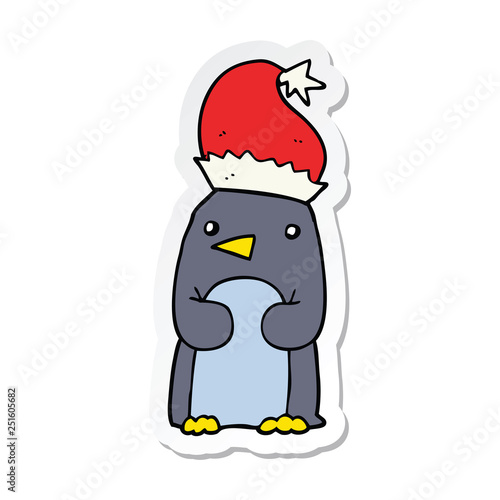 sticker of a cute christmas penguin