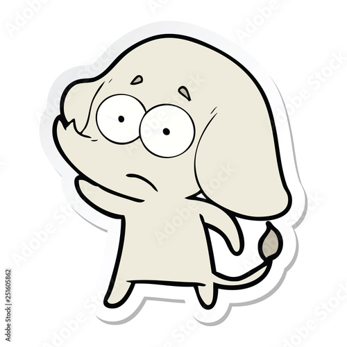 sticker of a cartoon unsure elephant
