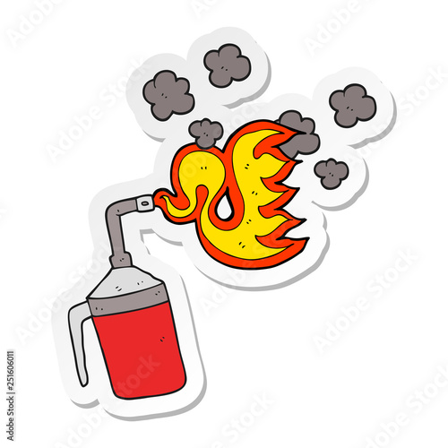 sticker of a cartoon blow torch