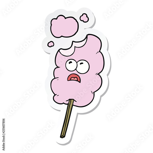 sticker of a cotton candy cartoon