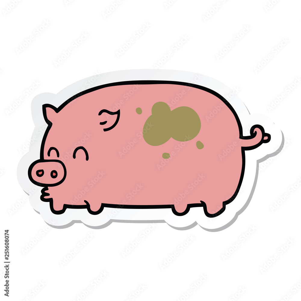 sticker of a cute cartoon pig sticker of a cute cartoon pig