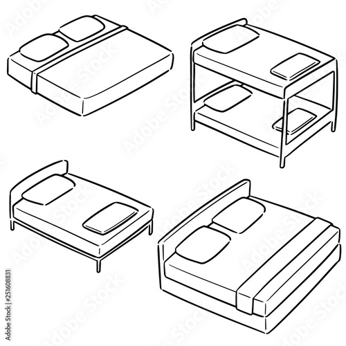 vector set of bed