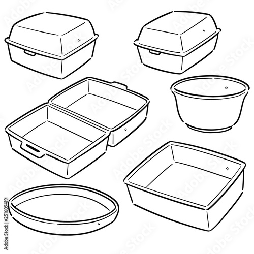 vector set of foam container