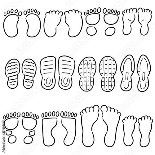 vector set of footprints and shoeprints