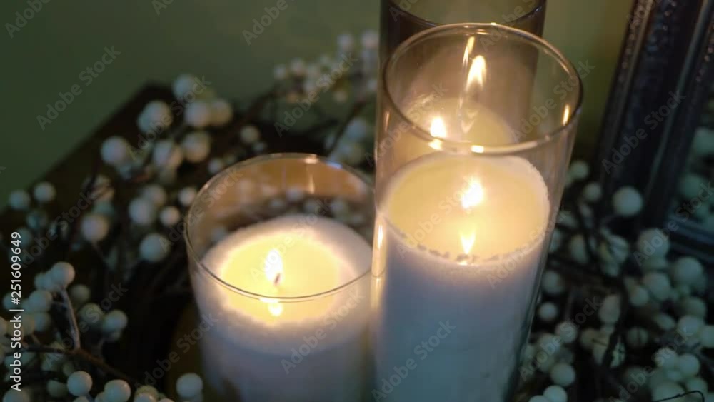 White candles at the party decorated White candles at the party decorated