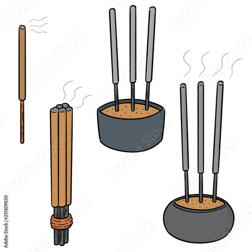 vector set of incense stick