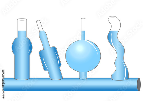The physical experiment of one of the laws of hydrostatics is the law of communicating vessels, that in the communicating vessels the levels of homogeneous liquids are equal.