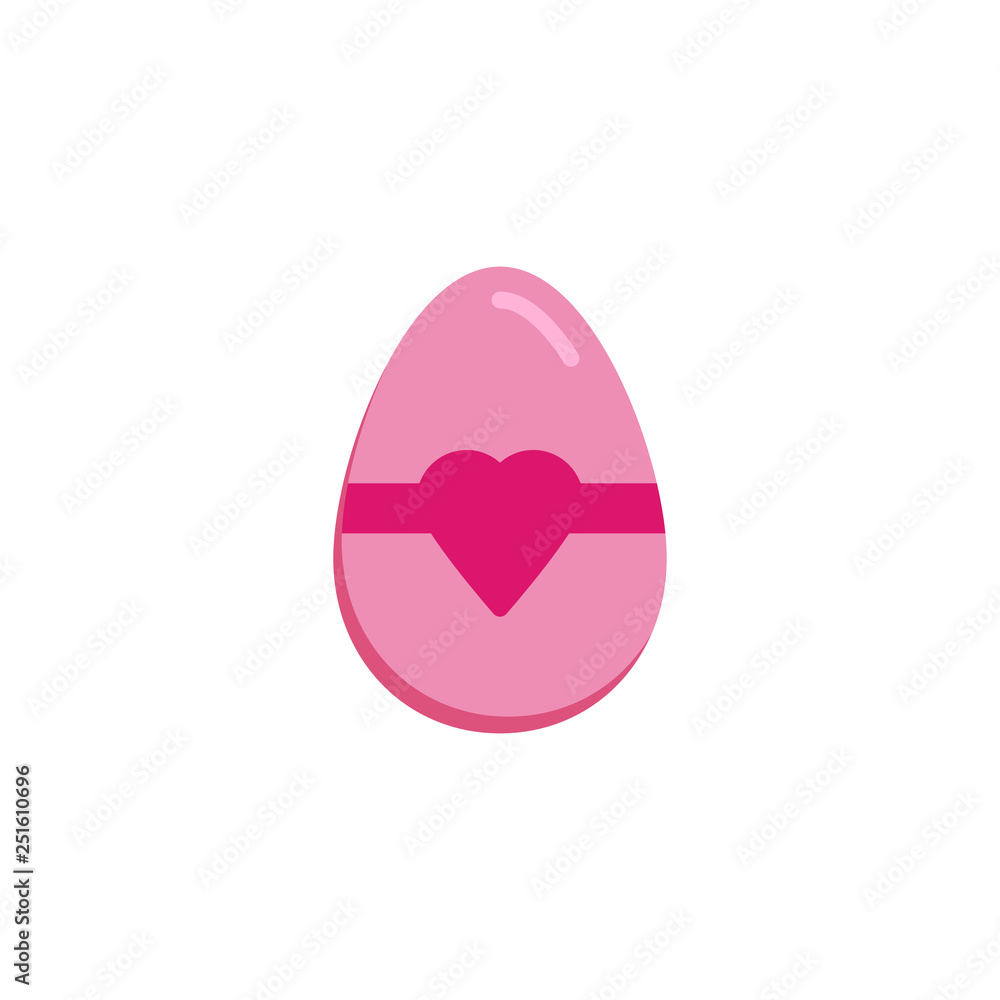Easter egg love flat icon, vector sign, colorful pictogram isolated on white. Easter egg with heart symbol, logo illustration. Flat style design