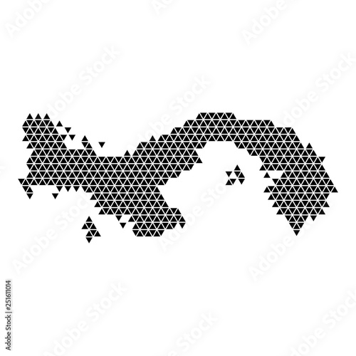Panama map abstract schematic from black triangles repeating pattern geometric background with nodes. Vector illustration.