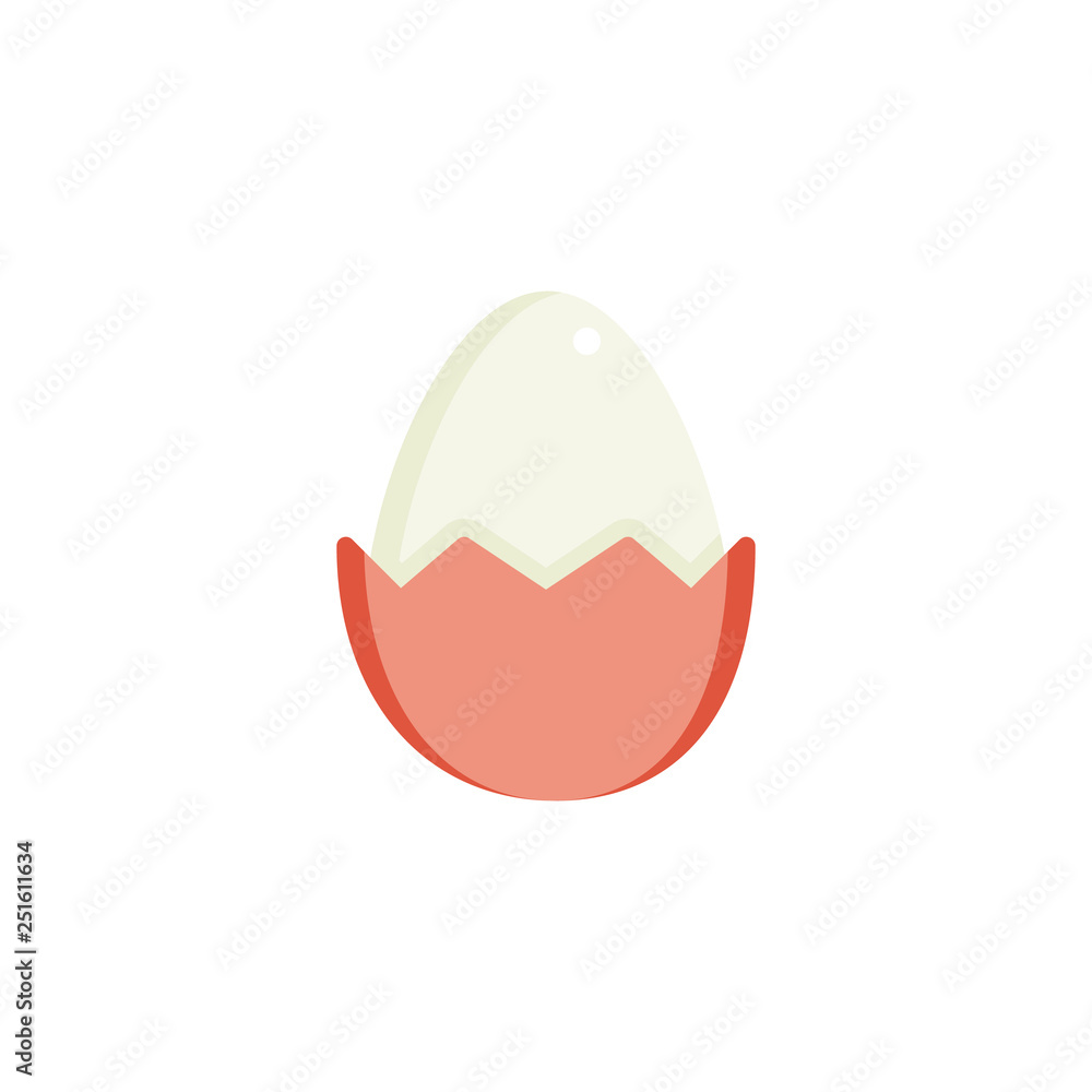 Egg with cracked egg shell flat icon, vector sign, colorful pictogram isolated on white. Easter egg symbol, logo illustration. Flat style design Egg with cracked egg shell flat icon, vector sign, colorful pictogram isolated on white. Easter egg symbol, logo illustration. Flat style design
