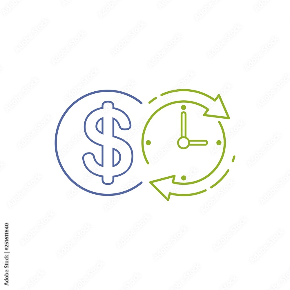 Fast financial income. Quick earnings. Vector linear icon. Fast financial income. Quick earnings. Vector linear icon.