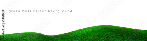 Vector green hills background realistic landscape photo