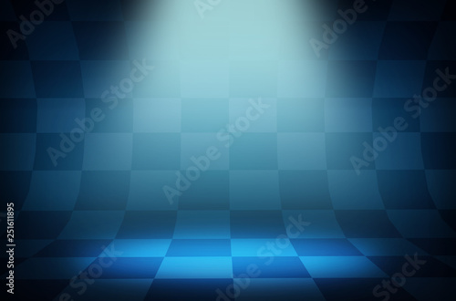 Blue colors checkers abstract as backdrop or background with light spots