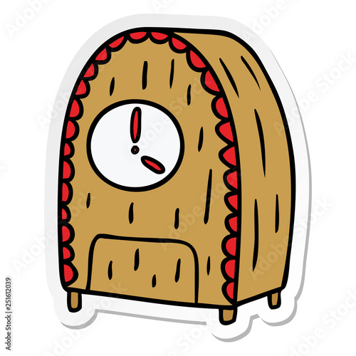 sticker cartoon doodle of an old fashioned clock