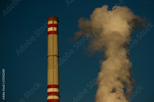 Chimney of Power plant Prunerov in North Bohemian on 15th february 2019 photo