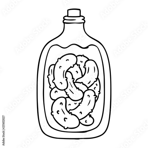 line drawing doodle jar of pickled gherkins