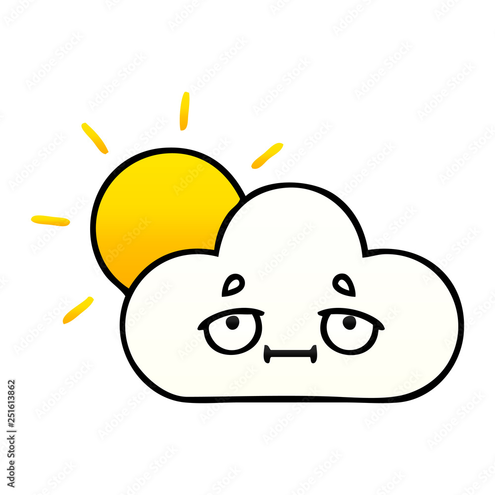 gradient shaded cartoon sunshine and cloud gradient shaded cartoon sunshine and cloud