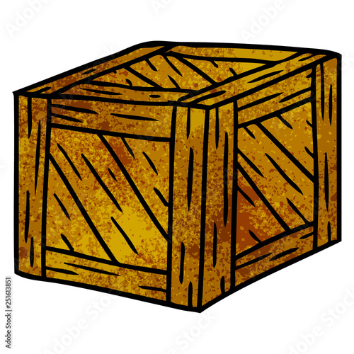 textured cartoon doodle of a wooden crate