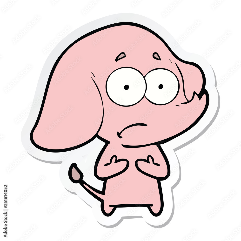 sticker of a cartoon unsure elephant sticker of a cartoon unsure elephant