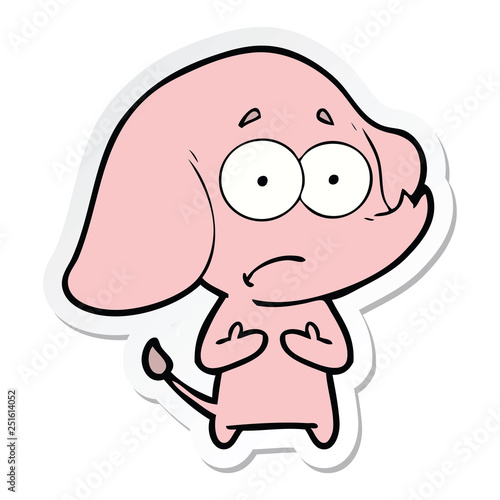 sticker of a cartoon unsure elephant