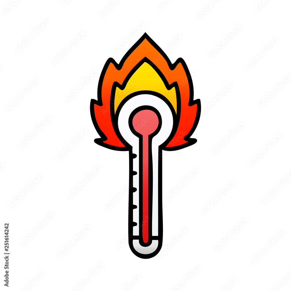 gradient shaded cartoon hot glass thermometer gradient shaded cartoon hot glass thermometer