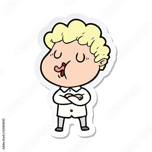sticker of a cartoon man singing