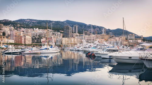 Morning panorama of port Hercule in Monaco photo