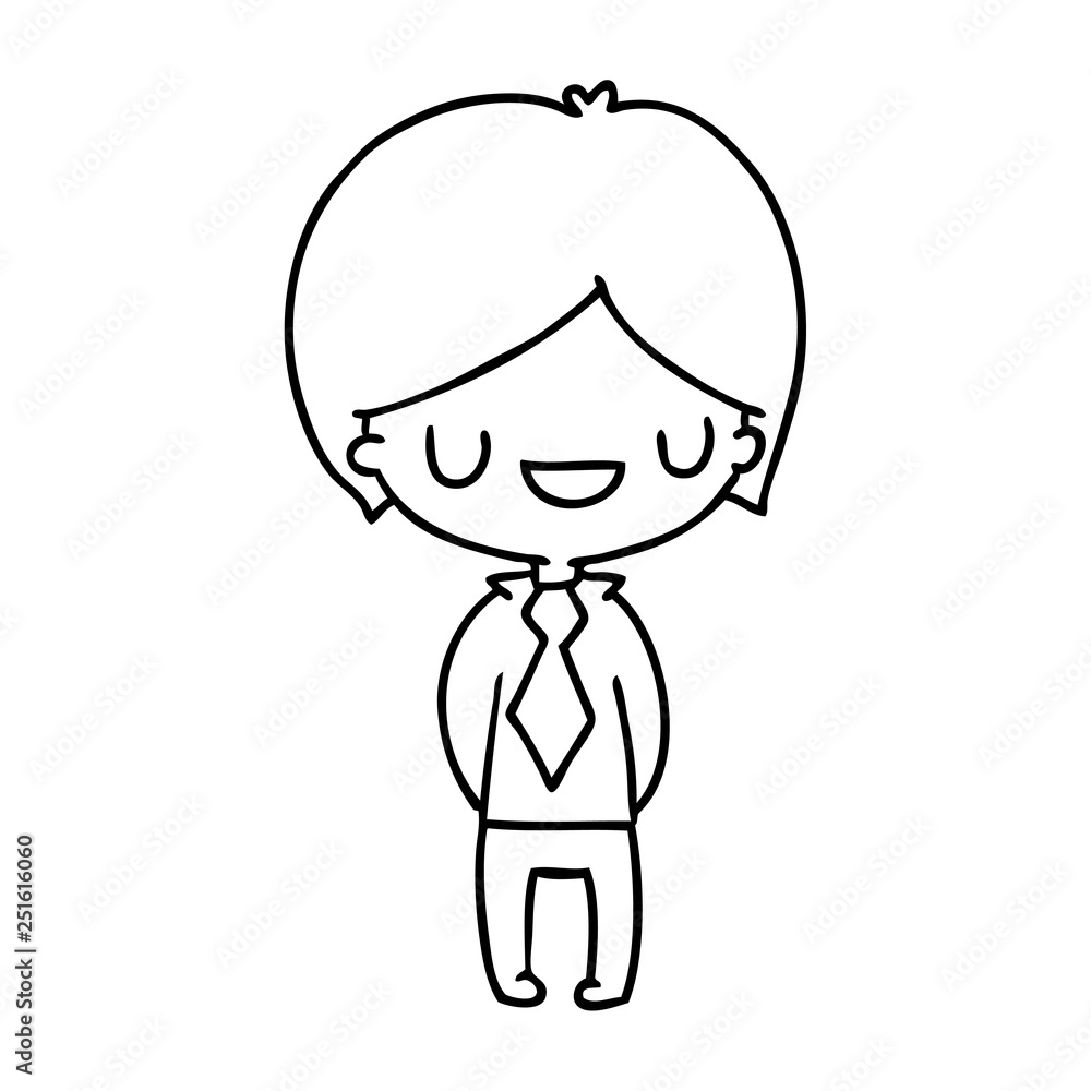 line drawing of a kawaii cute boy line drawing of a kawaii cute boy