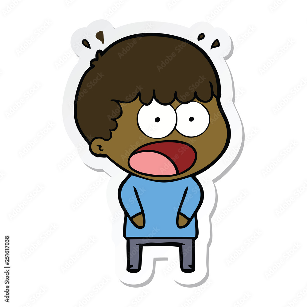 sticker of a cartoon shocked man