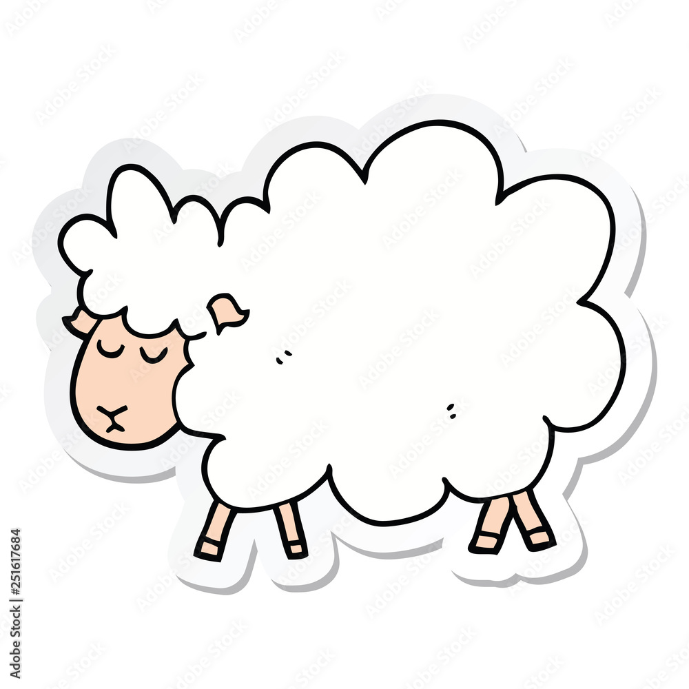 sticker of a cartoon sheep sticker of a cartoon sheep