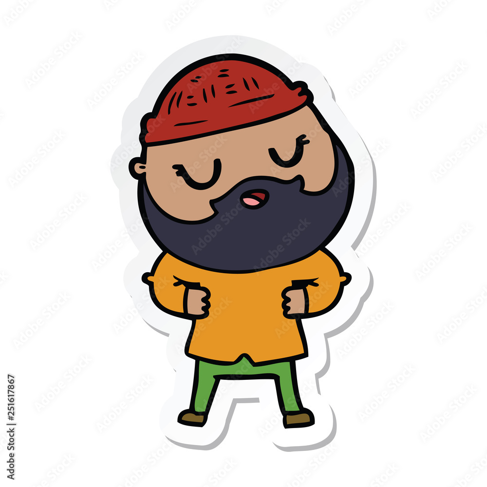 sticker of a cartoon man with beard