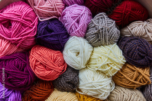 Background of the skeins color prize. Multicolored threads