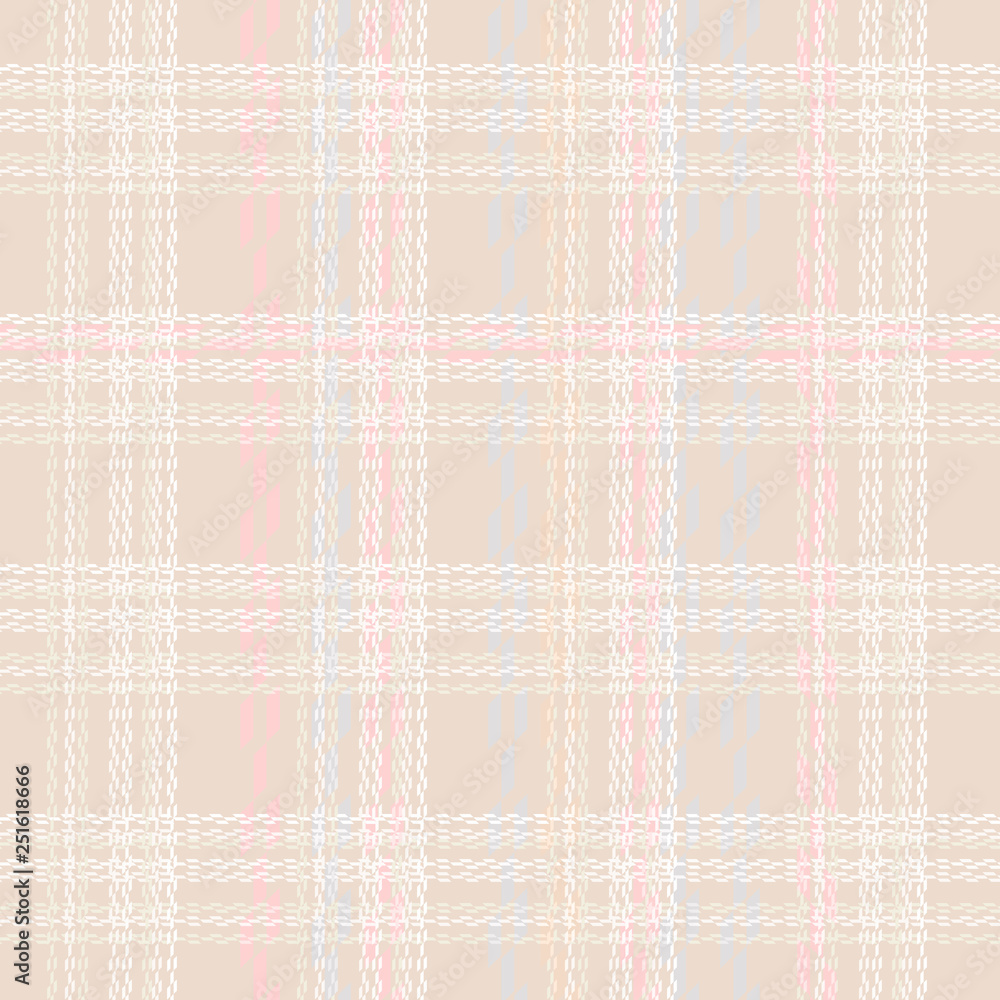 Fototapeta premium Seamless tartan plaid, beige background.