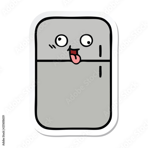 sticker of a cute cartoon fridge freezer