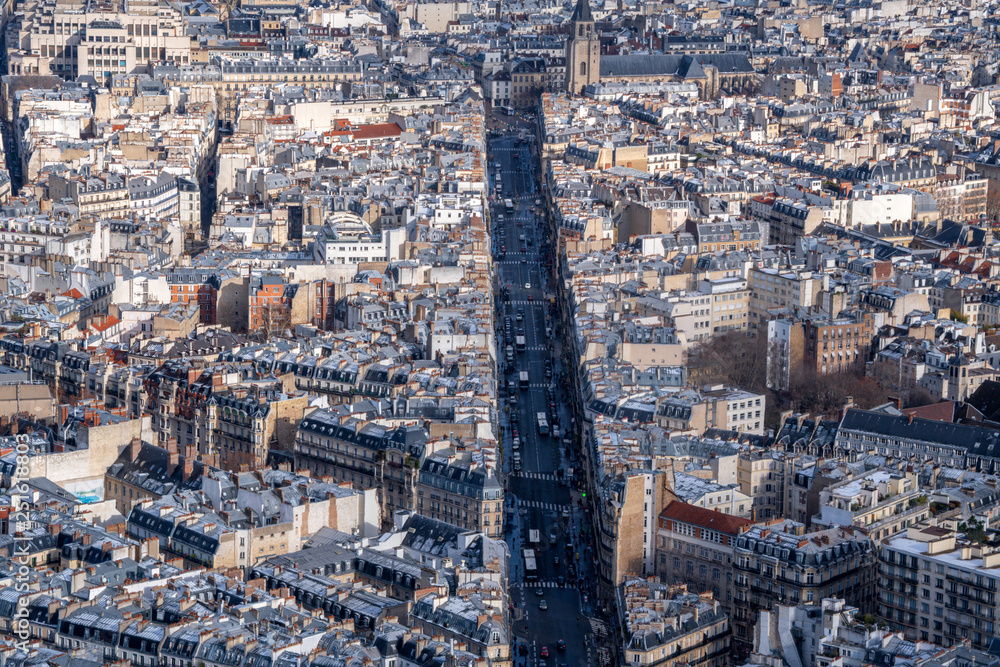Paris in winter general view of 7th arrondissement from above 