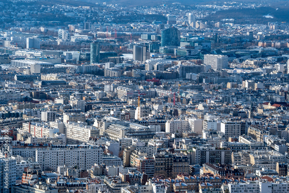 Paris in winter general view of 15th arrondissement from above 
