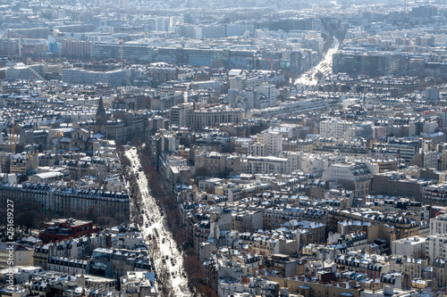 Paris in winter general view of 15th arrondissement from above 