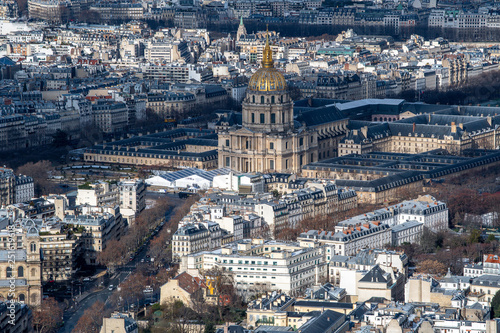 Paris in winter The Invalides buildings view from above