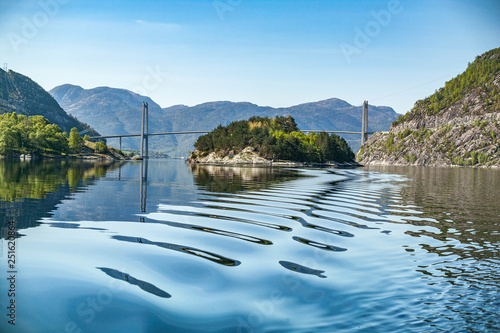 bridge at the entrance to the Lyse Fjord near Stavanger, southern Norway photo