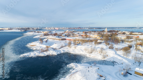 finnish fortress Suomenlinna at the coast of Baltic sea in Helsinki, Finland