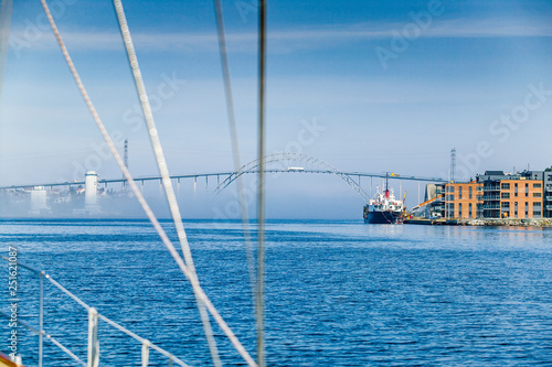 Fog over Haugesund bridge, ...