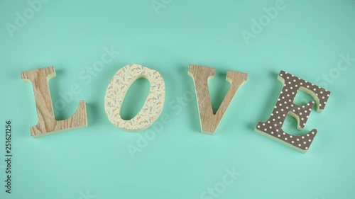 Craft Letters form a word LOVE. Stop-motion animation