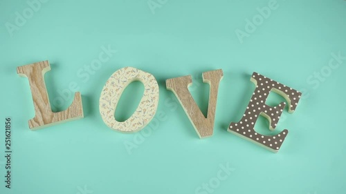 Craft Letters form a word LOVE. Stop-motion animation