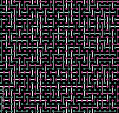 Seamless color texture, made in the form of a complex color pattern on a black background, the pattern looks like a maze