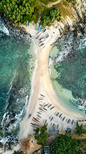 Blue beach island Nilwella. Aerial view of the south coast of the island of Sri Lanka