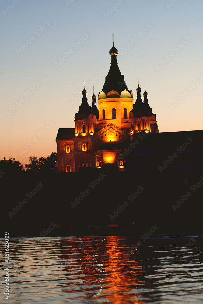 The temple in Nizhny Novgorod near the river