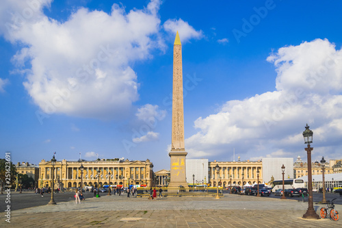 PARIS, FRANCE - 02 OCTOBER 2018:Obelisk Monument with blue sky at Place de la co Fototapeta