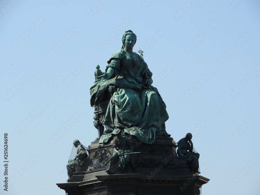 Monument to Maria Theresa Monument, close, Austria, Vienna, clear day, blue sky.