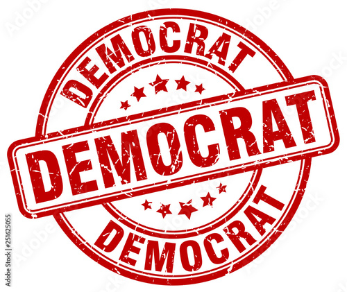 democrat red grunge round vintage rubber stamp