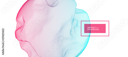 Abstract sphere background with waves. 3D surface.